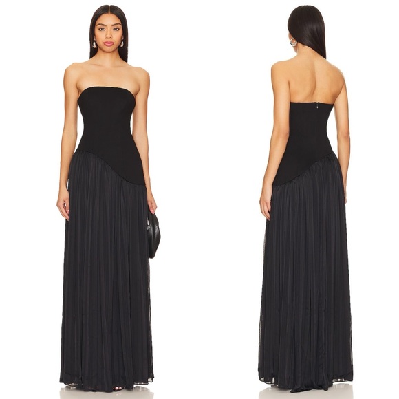 Lovers + Friends Alice Strapless Gown Black NEW with tags - Picture 2 of 8